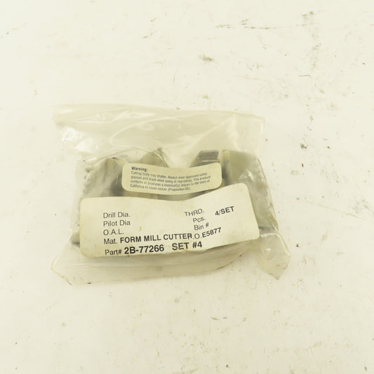 Wetmore 2B-77266 Set # 4 Hobbing Form Mill Cutters Lot Of 4