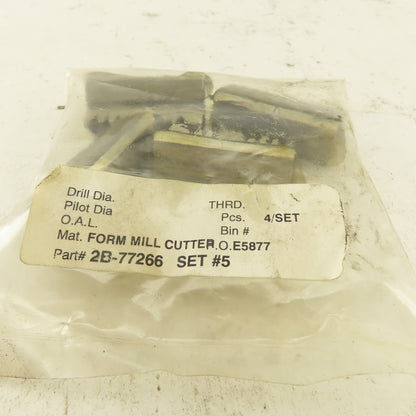Wetmore 2B-77266 Set # 5 Form Mill Cutters Lot Of 4