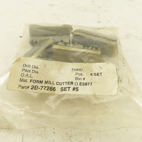 Wetmore 2B-77266 Set # 5 Form Mill Cutters Lot Of 4