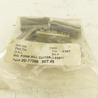 Wetmore 2B-77266 Set # 5 Form Mill Cutters Lot Of 4