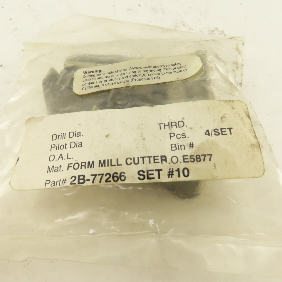 Wetmore 2B-77266 Set #10 Hobbing Form Mill Cutters Lot Of 4