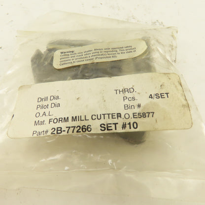 Wetmore 2B-77266 Set #10 Hobbing Form Mill Cutters Lot Of 4