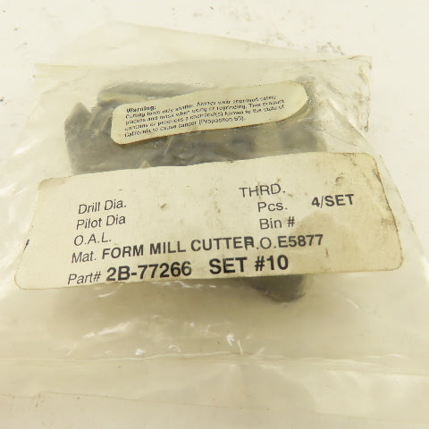 Wetmore 2B-77266 Set #10 Hobbing Form Mill Cutters Lot Of 4