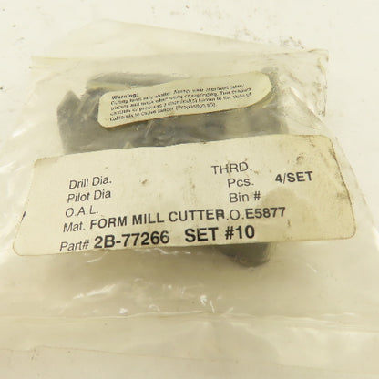 Wetmore 2B-77266 Set #10 Hobbing Form Mill Cutters Lot Of 4