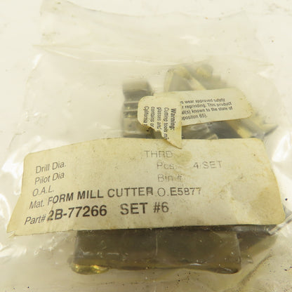 Wetmore 2B-77266 Set #6 Hobbing Form Mill Cutters Lot Of 4
