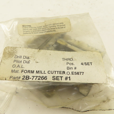 Wetmore 2B-77266 Set #1 Hobbing Form Mill Cutters Lot Of 4