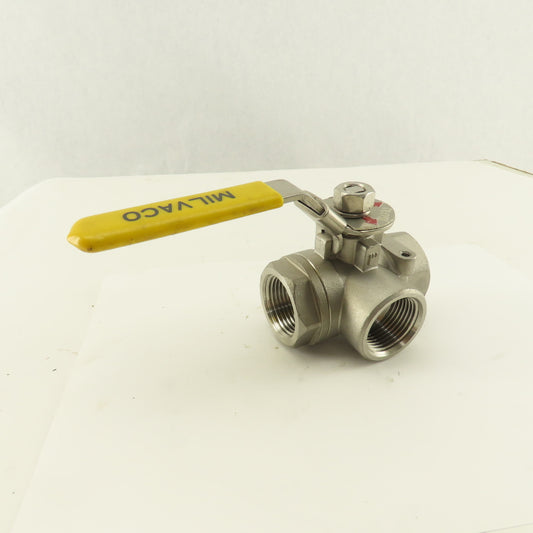Milvaco 1" Stainless Steel 3 Way Divert Ball Valve 1000 WOG
