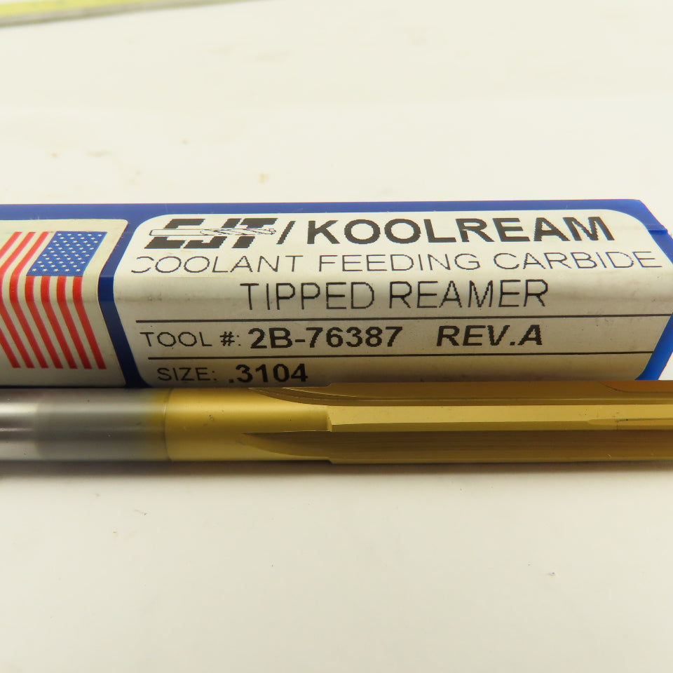 CJT 2B-76387 Koolream .3104 Carbide 4 Flute Straight Coolant Thru Reamer 6" OAL