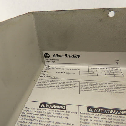 Allen Bradley 509-TAD 600V 2Hp 32A Motor Stater 120V Control Transformer Size 00