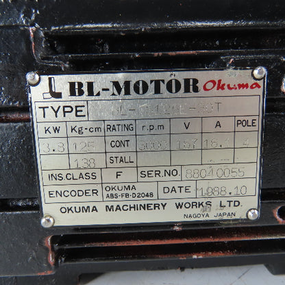 Okuma BL-S125E-30T 3.8kW 3000RPM 167V BL Servo Motor