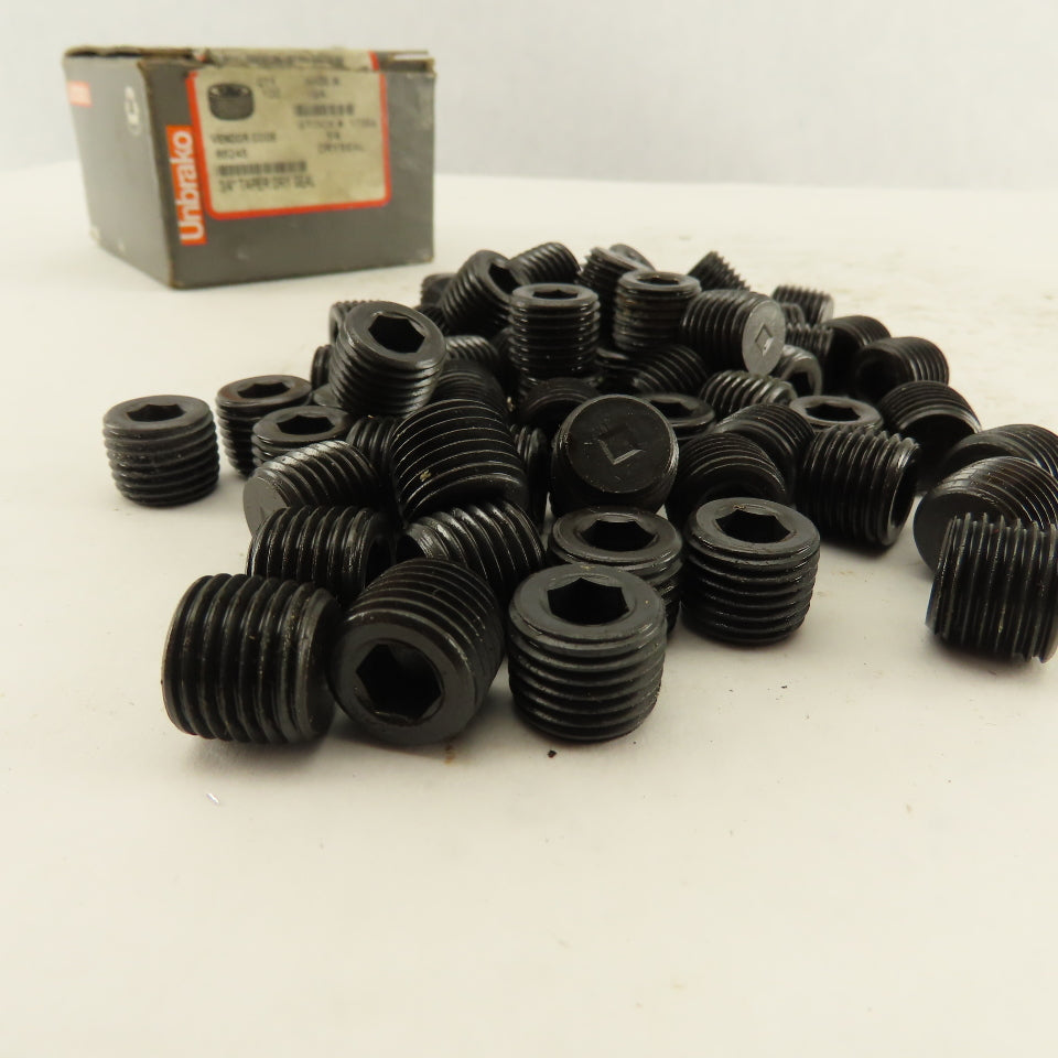 Unbrako 1/4 NPT Flat Bottom Dry Seal Plug 3/4" Taper Lot Of 66