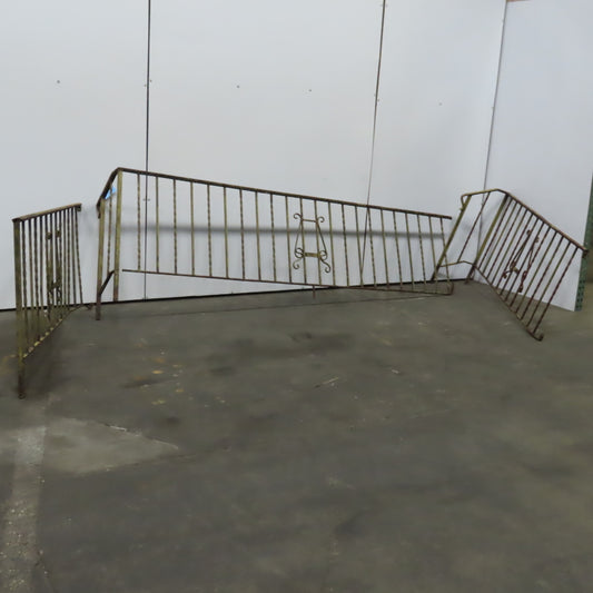 Vintage Wrought Iron Handrail Stair Porch Railing 3Pc Set