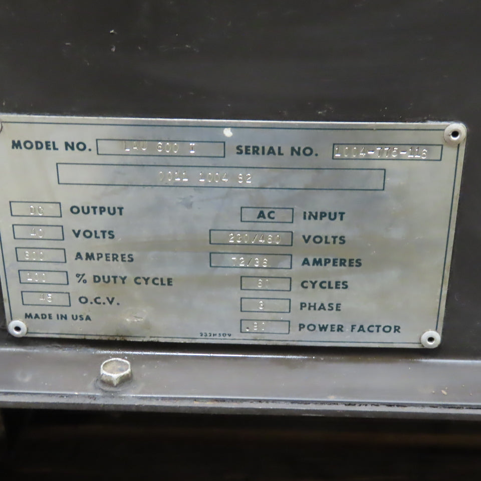ESAB LAU 600-I Welding Power Source 600A 40VDC Output  230/460V Input
