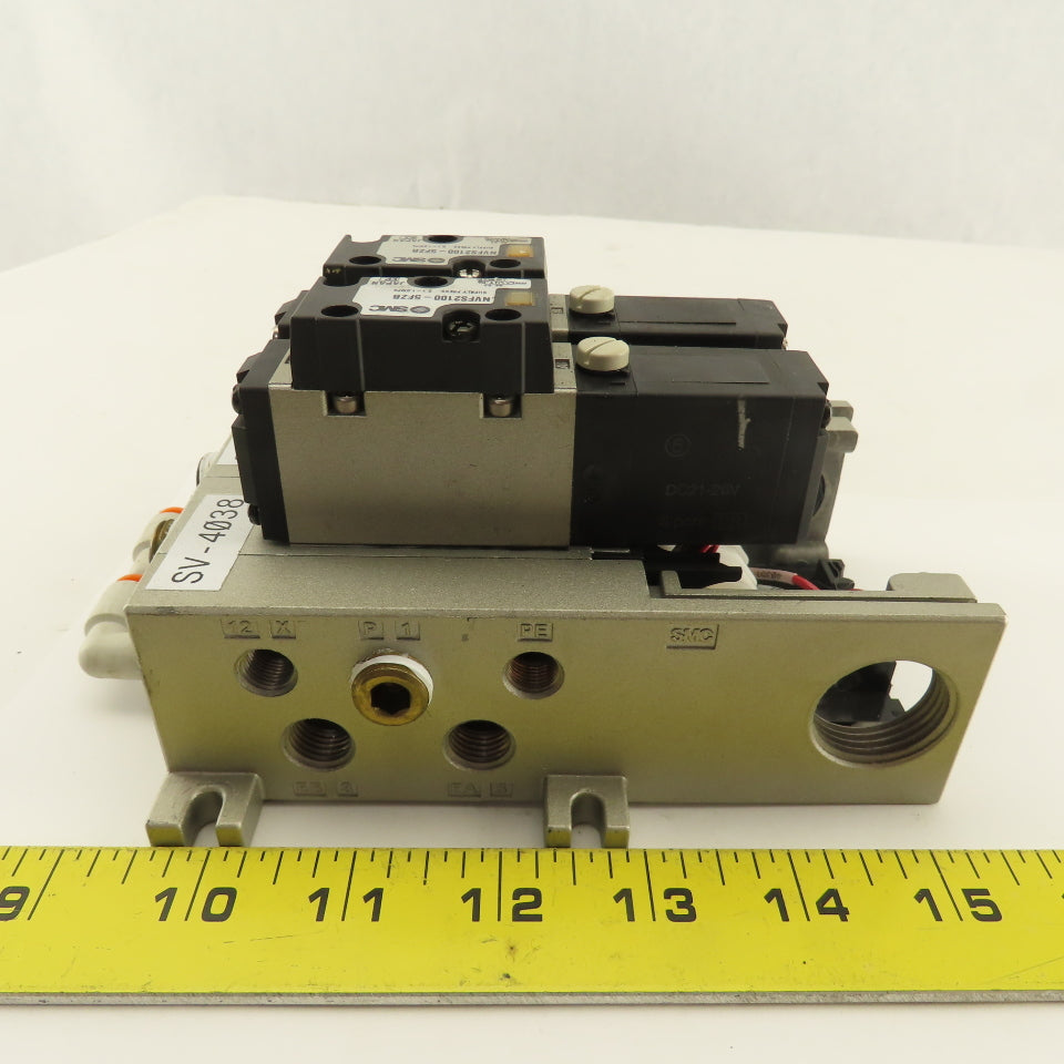 SMC NVFS2100-5FZB 2 Position Solenoid Valve Manifold Assembly 24VDC