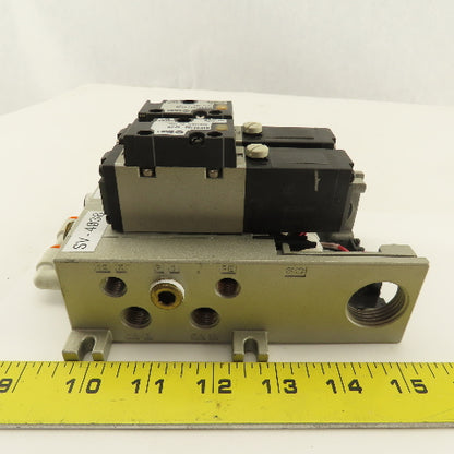 SMC NVFS2100-5FZB 2 Position Solenoid Valve Manifold Assembly 24VDC