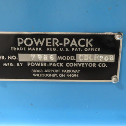 Power Pack Co. CDLR 306 Power Roller Case Pallet Conveyor 32"BF x 78"L 30FPM