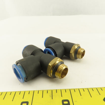 SMC 1/2-20 (-5) JIC Flare x 10mm x 10mm Tube Push To Connect Run Tee Lot Of 2