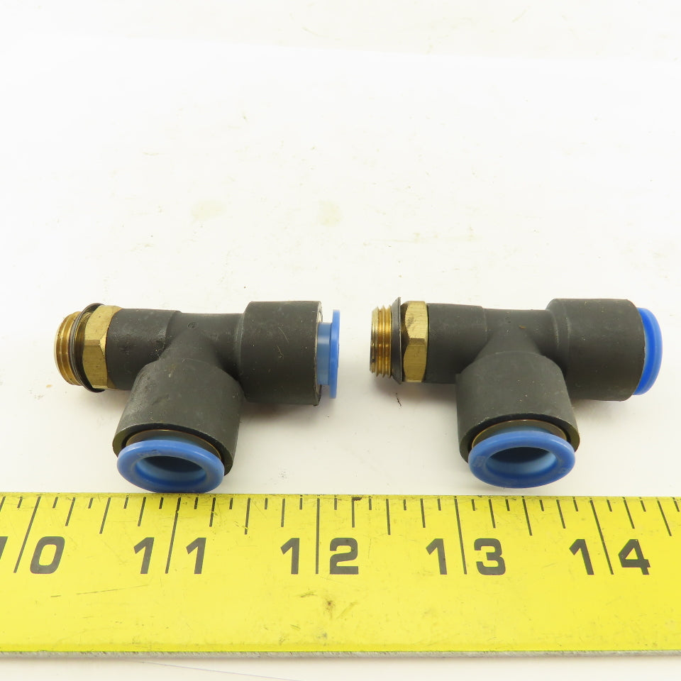 SMC 3/8NPT  x 12mm x 12mm Tube Push To Connect Run Tee Lot Of 2
