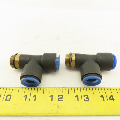 SMC 3/8NPT  x 12mm x 12mm Tube Push To Connect Run Tee Lot Of 2