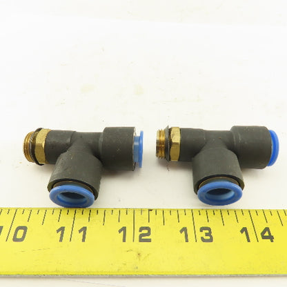 SMC 3/8NPT  x 12mm x 12mm Tube Push To Connect Run Tee Lot Of 2
