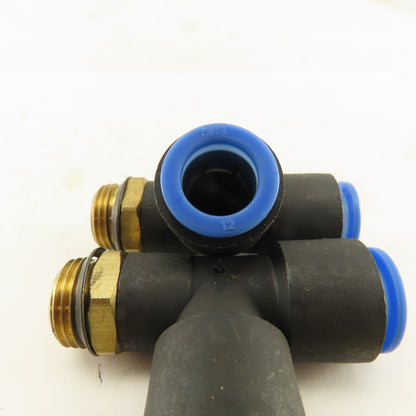 SMC 3/8NPT  x 12mm x 12mm Tube Push To Connect Run Tee Lot Of 2