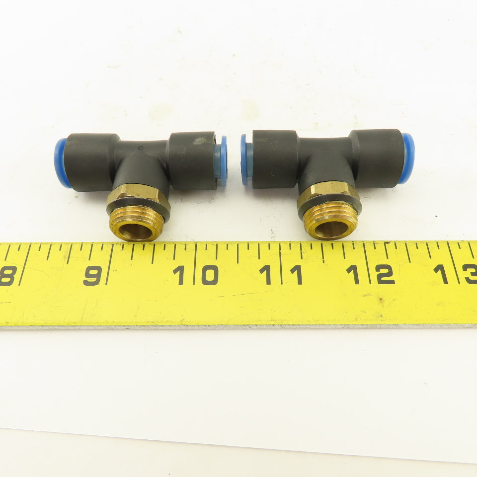 SMC 3/8NPT  x 10mm x 10mm Tube Push To Connect Branch Tee Lot Of 2