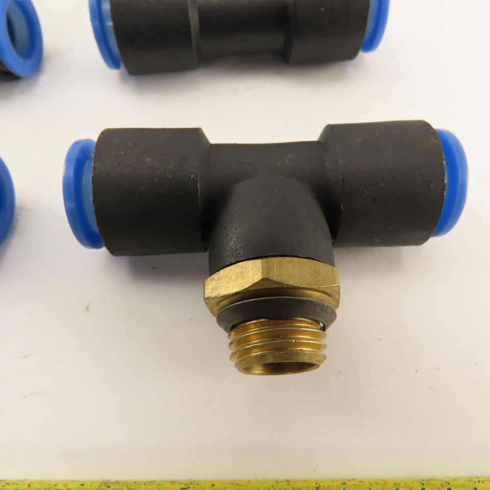 SMC 1/2-20 (-5) JIC Flare x 10mm x 10mm Tube Push To Connect Branch Tee Lot Of 7