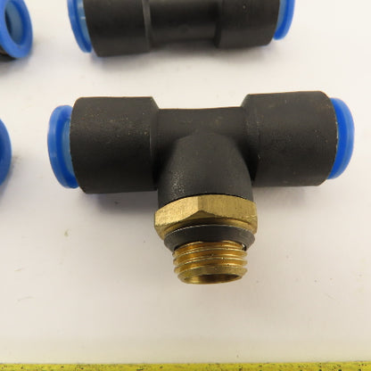 SMC 1/2-20 (-5) JIC Flare x 10mm x 10mm Tube Push To Connect Branch Tee Lot Of 7