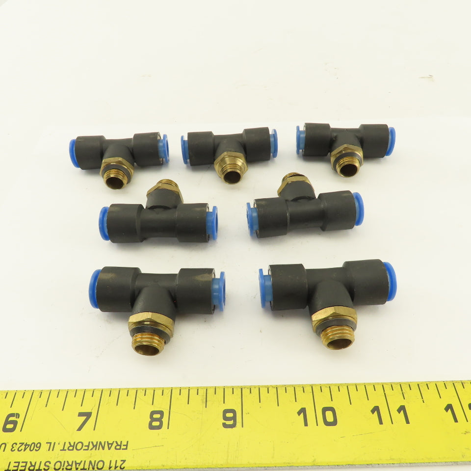 SMC 1/2-20 (-5) JIC Flare x 10mm x 10mm Tube Push To Connect Branch Tee Lot Of 7