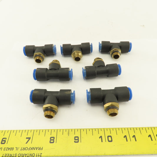 SMC 1/2-20 (-5) JIC Flare x 10mm x 10mm Tube Push To Connect Branch Tee Lot Of 7