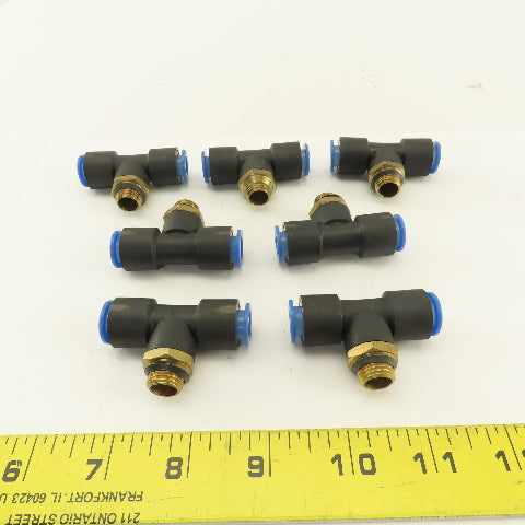 SMC 1/2-20 (-5) JIC Flare x 10mm x 10mm Tube Push To Connect Branch Tee Lot Of 7