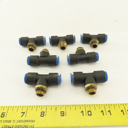 SMC 1/2-20 (-5) JIC Flare x 10mm x 10mm Tube Push To Connect Branch Tee Lot Of 7