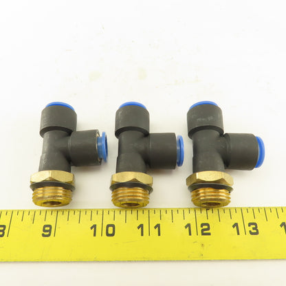 SMC 1/2NPT  x 12mm x 12mm Tube Push To Connect Run Tee Lot Of 3