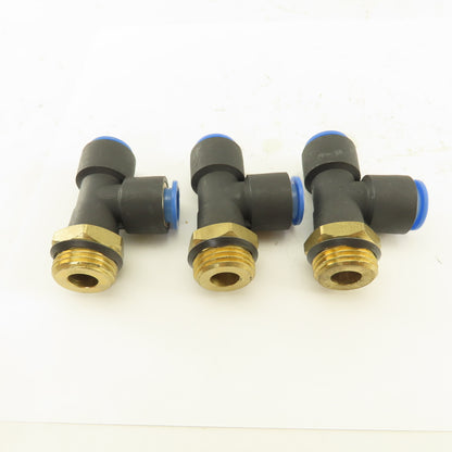 SMC 1/2NPT  x 12mm x 12mm Tube Push To Connect Run Tee Lot Of 3