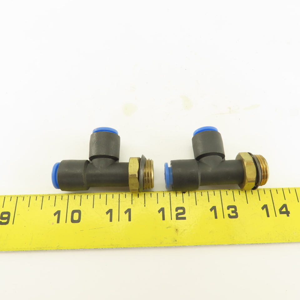 SMC 3/8NPT x 8mm x 8mm Tube Push To Connect Run Tee Lot Of 2