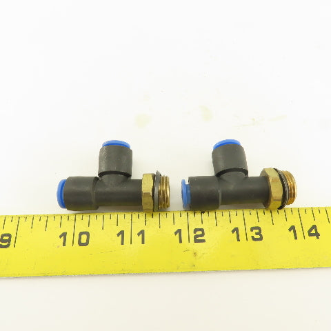 SMC 3/8NPT x 8mm x 8mm Tube Push To Connect Run Tee Lot Of 2