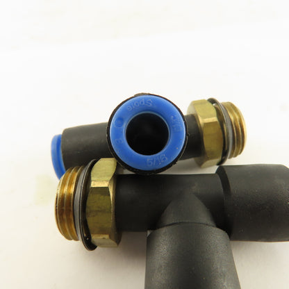 SMC 3/8NPT x 8mm x 8mm Tube Push To Connect Run Tee Lot Of 2