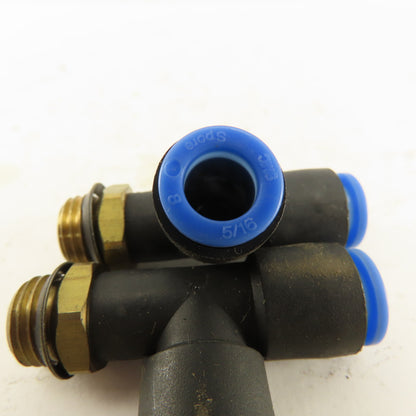 SMC 1/4NPT x 8mm x 8mm Tube Push To Connect Run Tee Lot Of 2