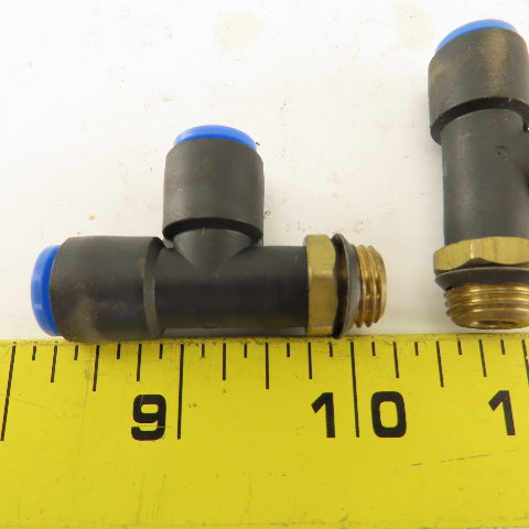 SMC 1/4NPT x 8mm x 8mm Tube Push To Connect Run Tee Lot Of 2