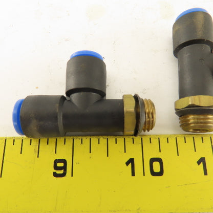 SMC 1/4NPT x 8mm x 8mm Tube Push To Connect Run Tee Lot Of 2