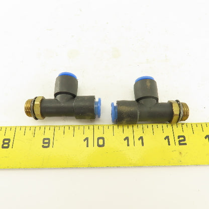 SMC 1/4NPT x 8mm x 8mm Tube Push To Connect Run Tee Lot Of 2
