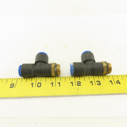 SMC 3/8NPT x 10mm x 10mm Tube Push To Connect Run Tee Lot Of 2