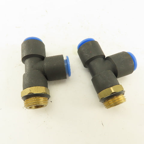 SMC 3/8NPT x 10mm x 10mm Tube Push To Connect Run Tee Lot Of 2