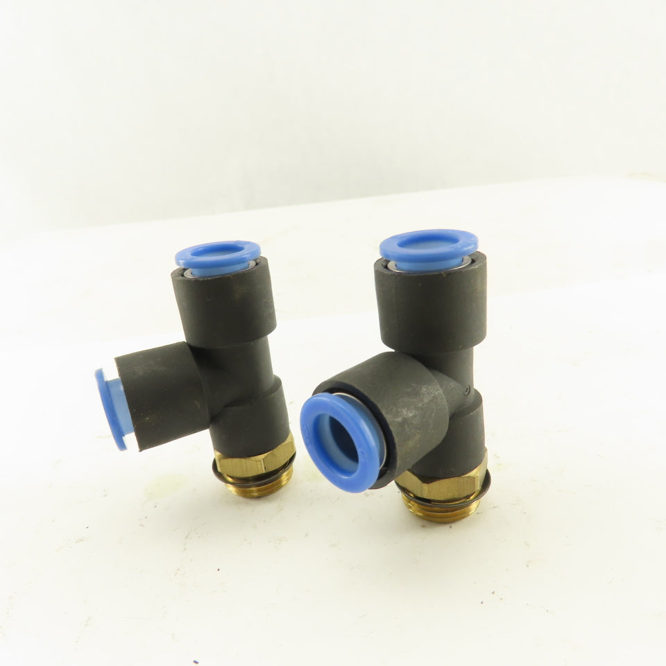 SMC 3/8NPT x 10mm x 10mm Tube Push To Connect Run Tee Lot Of 2