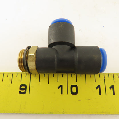 SMC 3/8NPT x 10mm x 10mm Tube Push To Connect Run Tee Lot Of 2