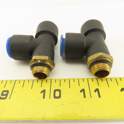 SMC 1/2-20 (-5) JIC Flare  x 12mm x 12mm Tube Push To Connect Run Tee Lot Of 2