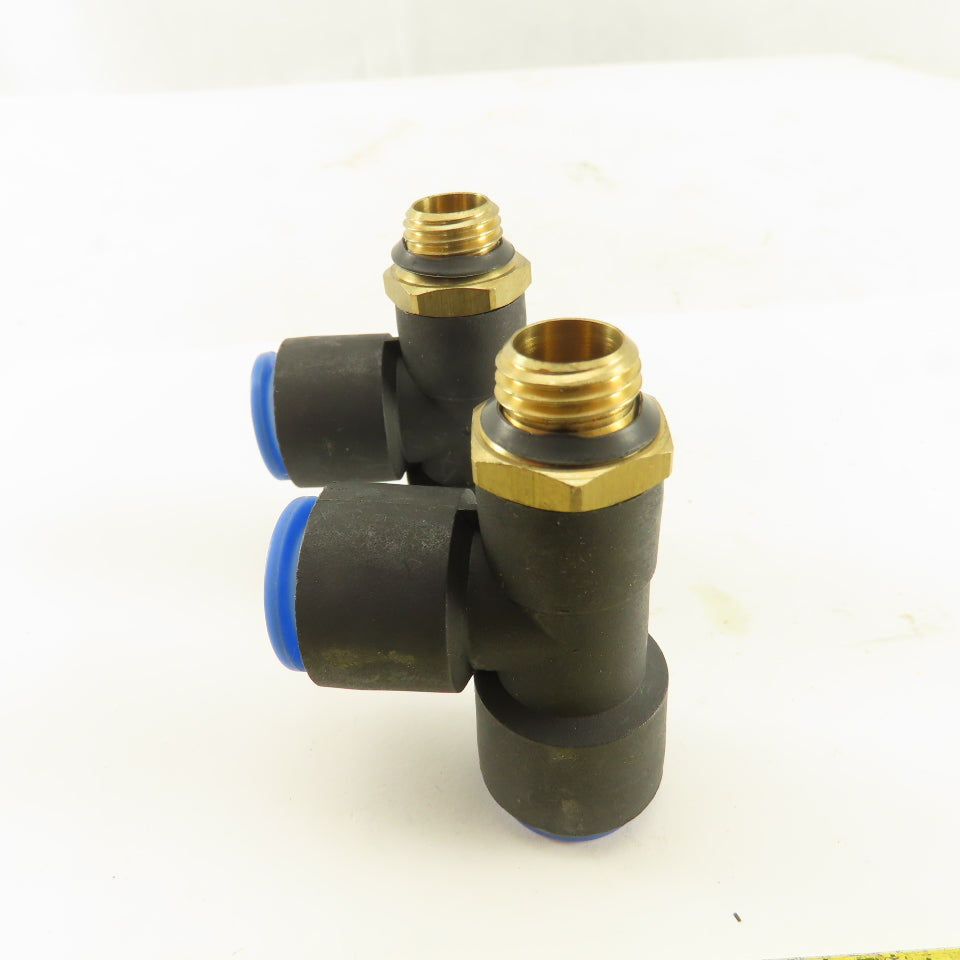 SMC 1/2-20 (-5) JIC Flare  x 12mm x 12mm Tube Push To Connect Run Tee Lot Of 2