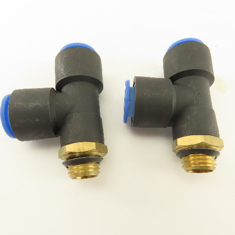 SMC 1/2-20 (-5) JIC Flare  x 12mm x 12mm Tube Push To Connect Run Tee Lot Of 2