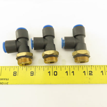 SMC 1/2NPT x 10mm x 10mm Tube Push To Connect Run Tee Lot Of 3