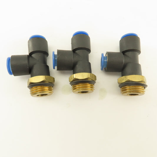 SMC 1/2NPT x 10mm x 10mm Tube Push To Connect Run Tee Lot Of 3